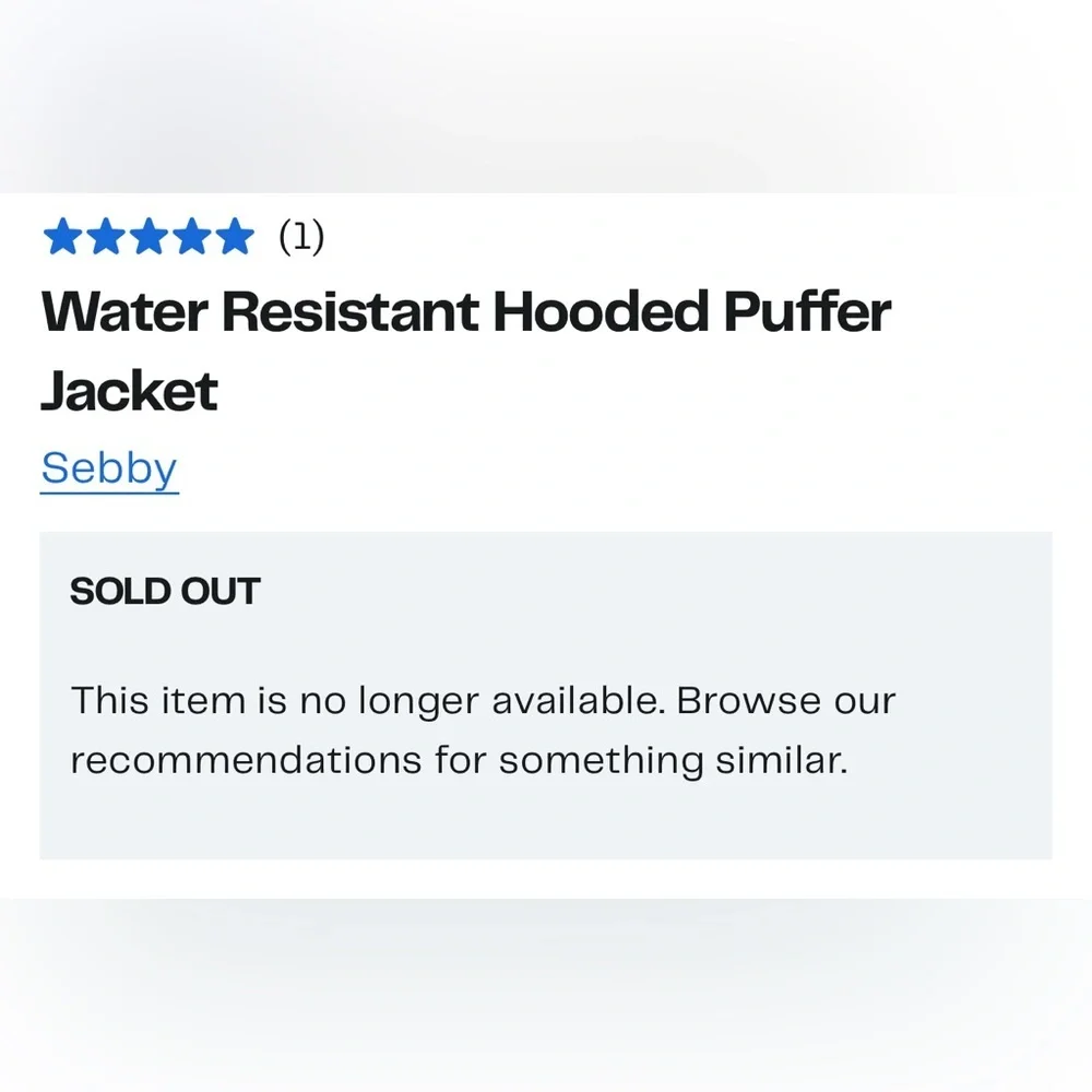 Sebby Black Water Resistant Puffer Jacket (size M) - Picture 3 of 3